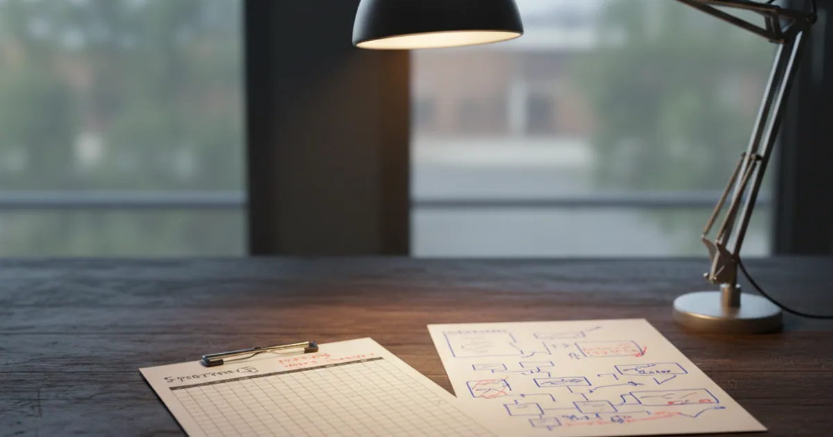 A dark workbench with a scoresheet under a desk lamp, two annotated outputs side by side