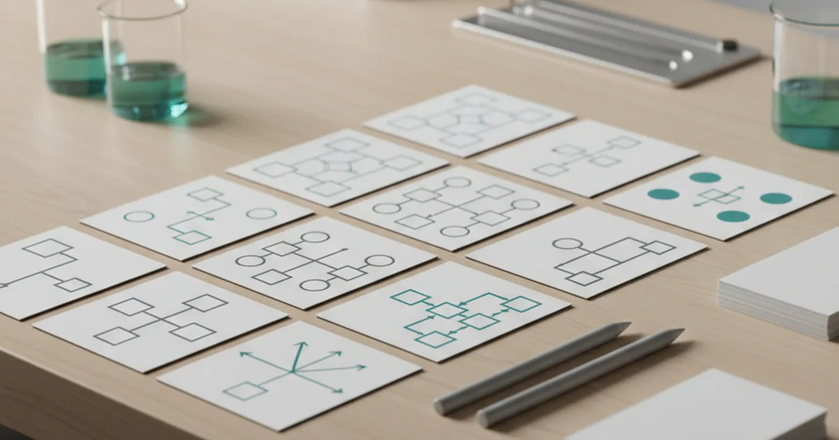 Index cards laid out on a workbench showing reusable prompt patterns